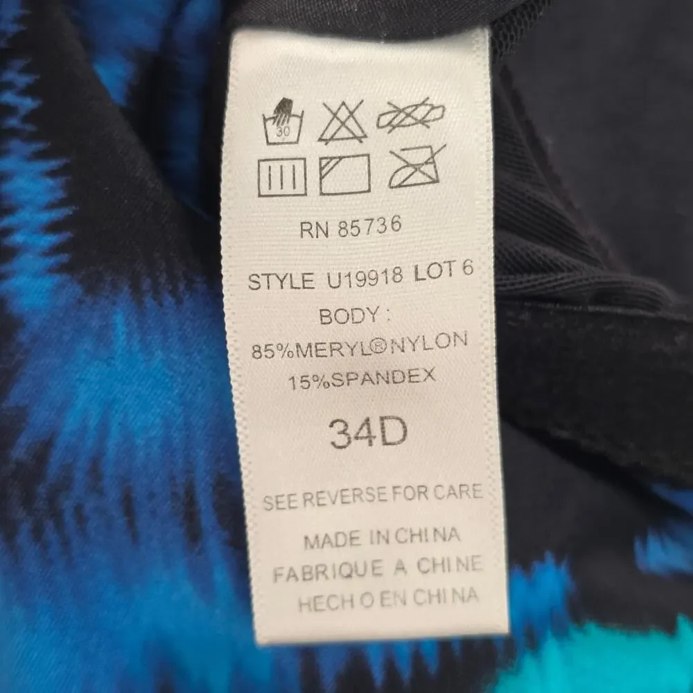 Coco Reef Black Multi Swimwear Tankini Tank Top Medium Bra 34D‎